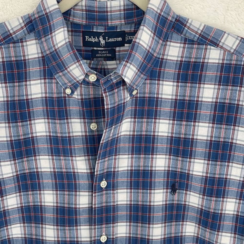 Polo Ralph Lauren Blake Shirt Plaid Button Down Cotton Short Sleeve Preppy XXL